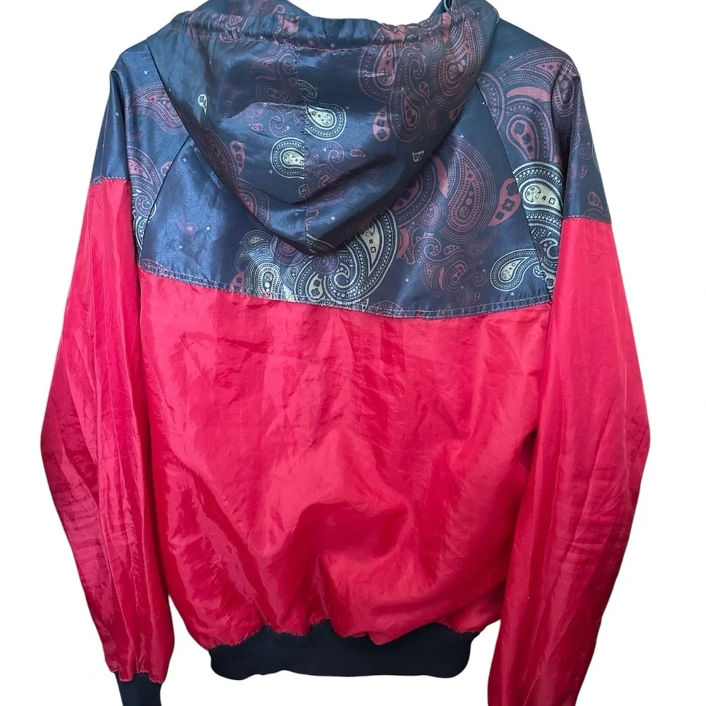 Men's Windbreaker Civil Regime Jacket in Red & Black with Paisley Yoke